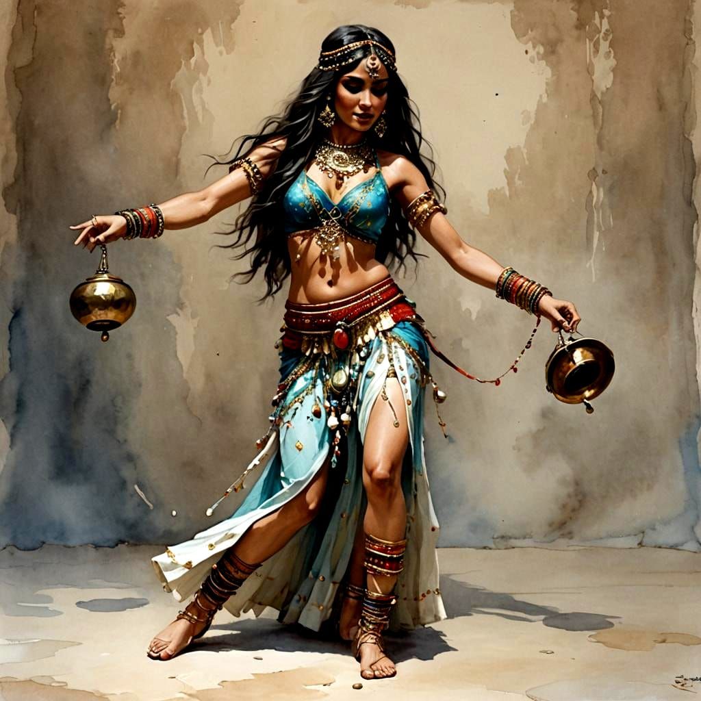 Belly Dancer Performing to Drum Beat