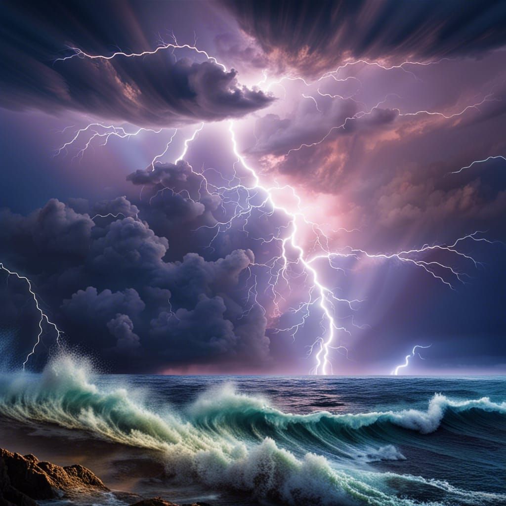 lightning-scape over ocean