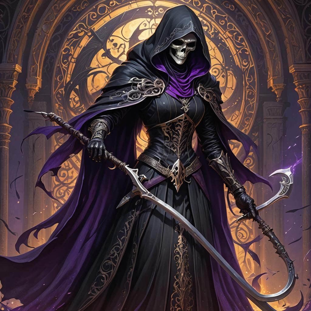 Beautiful Grim Reaper with Scythe: Fantasy Art
