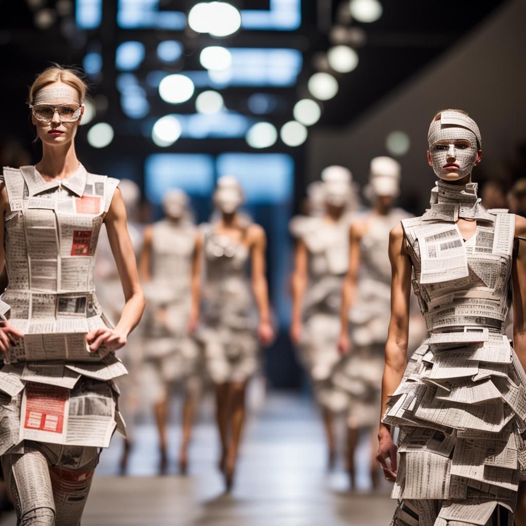 Newspaper Fashion Show on Catwalk: Professional Photography