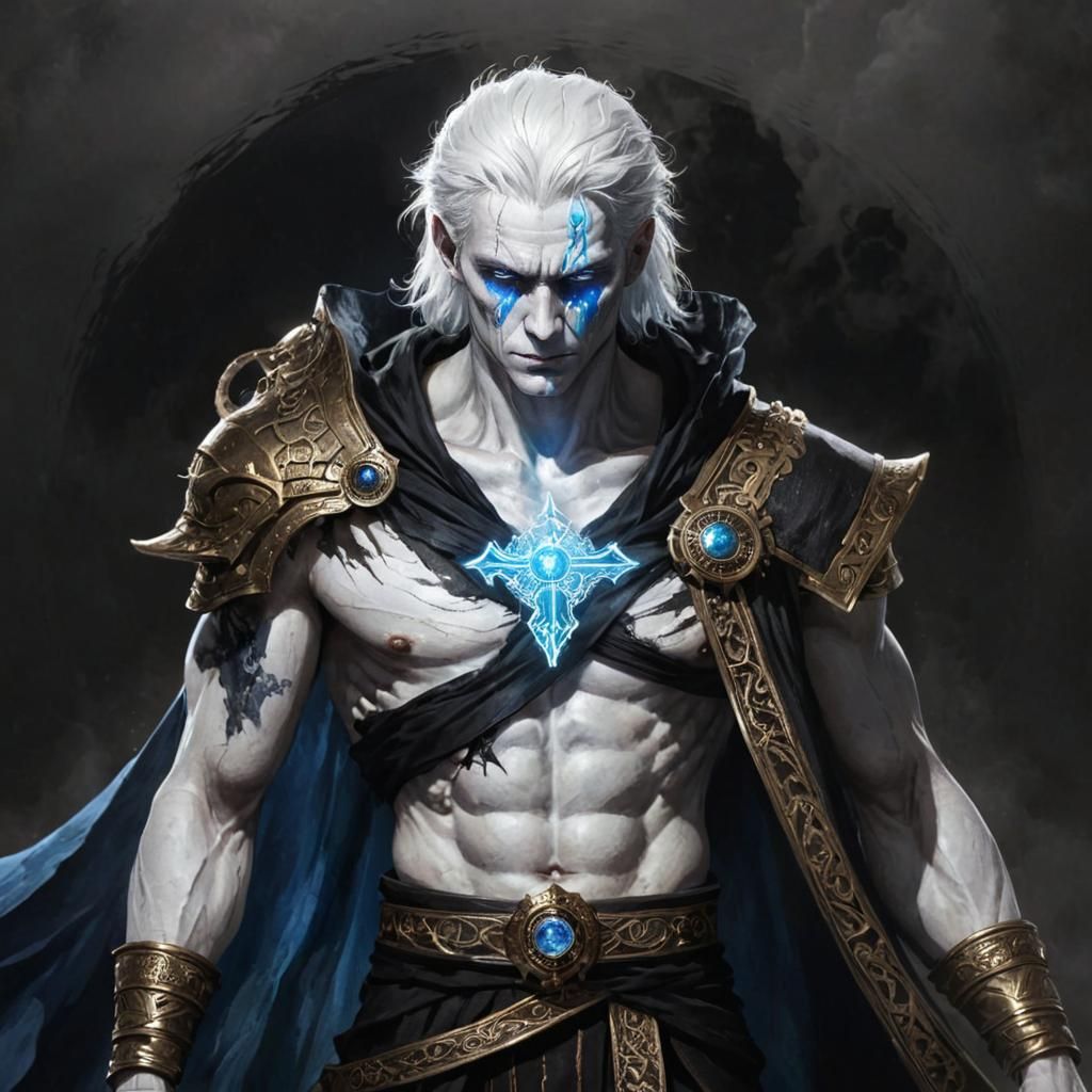 White-Haired God of Death with Blue Eyes