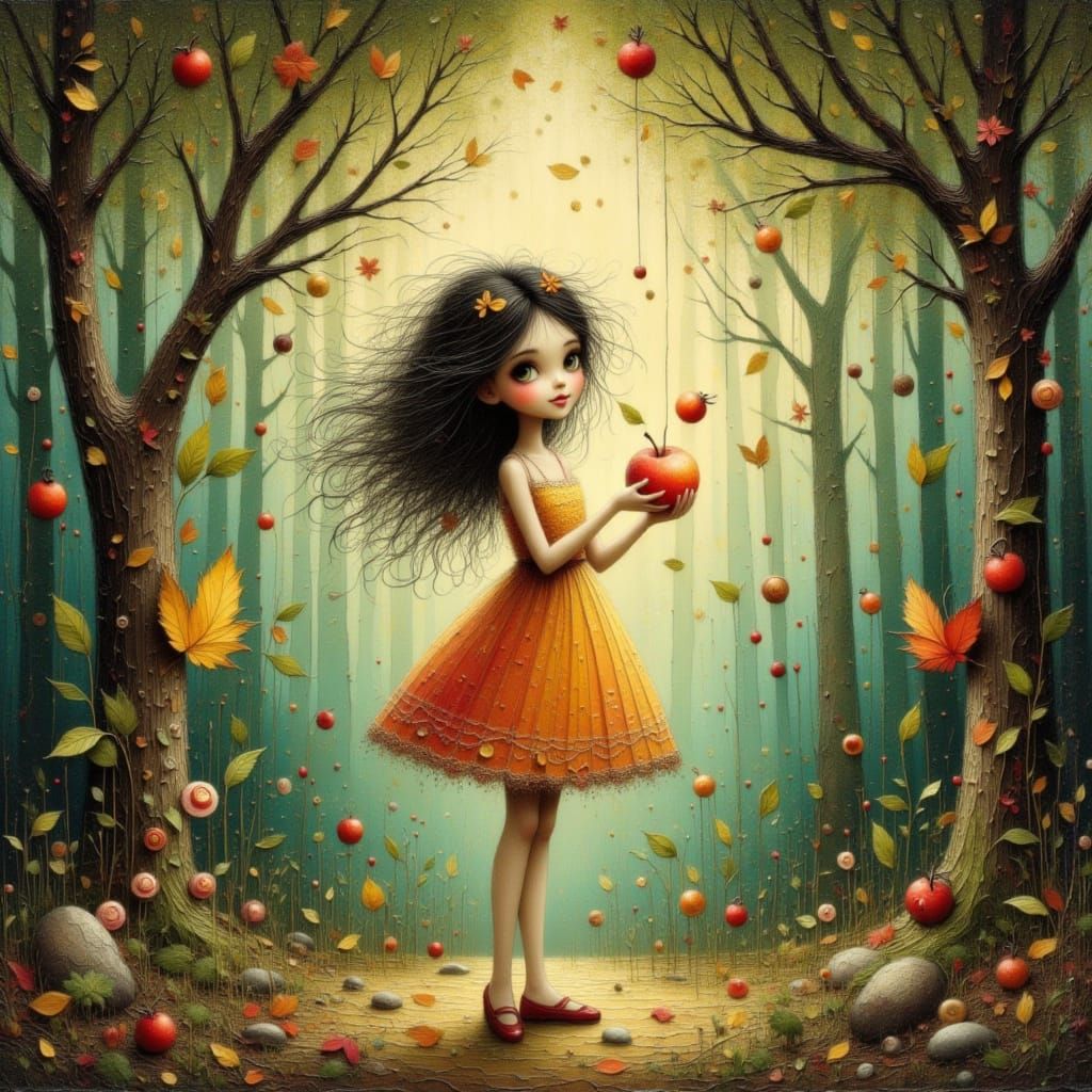 Magical Forest Transformation with Ethereal Apple