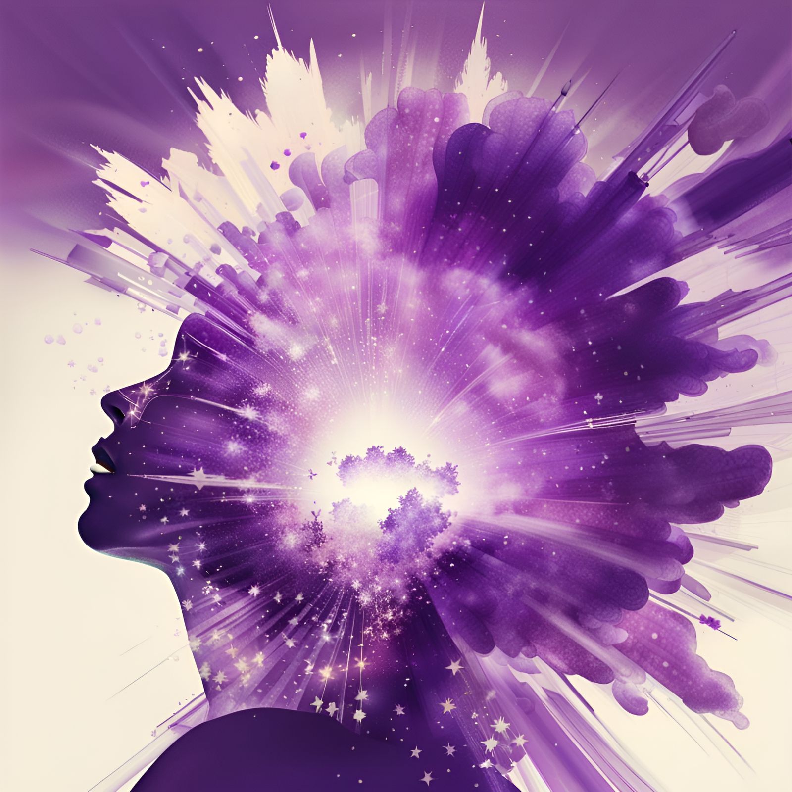 Amethyst Head Explosion in Double Exposure Style