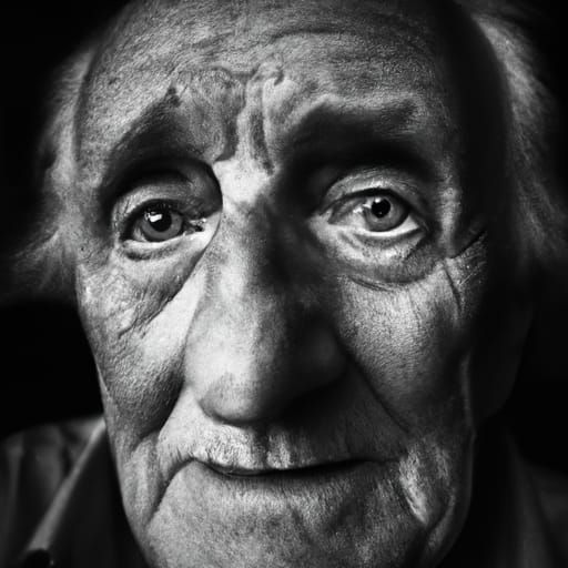 Elderly Man's Final Moment: Evocative Portrait