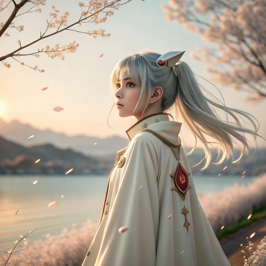 Ethereal Anime Goddess in Dreamlike Landscape