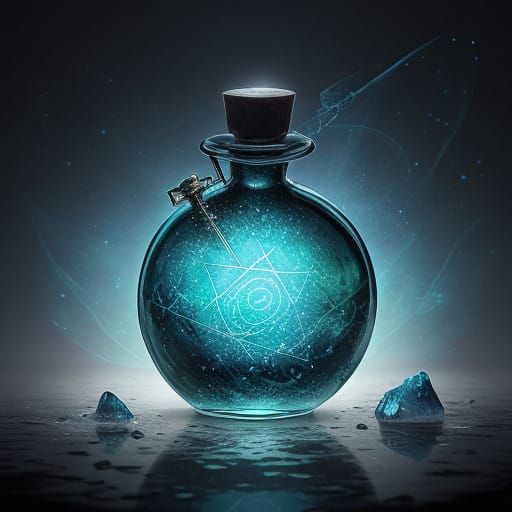 Whimsical, Ethereal Tonic Vial in Mystical Apothecary Style