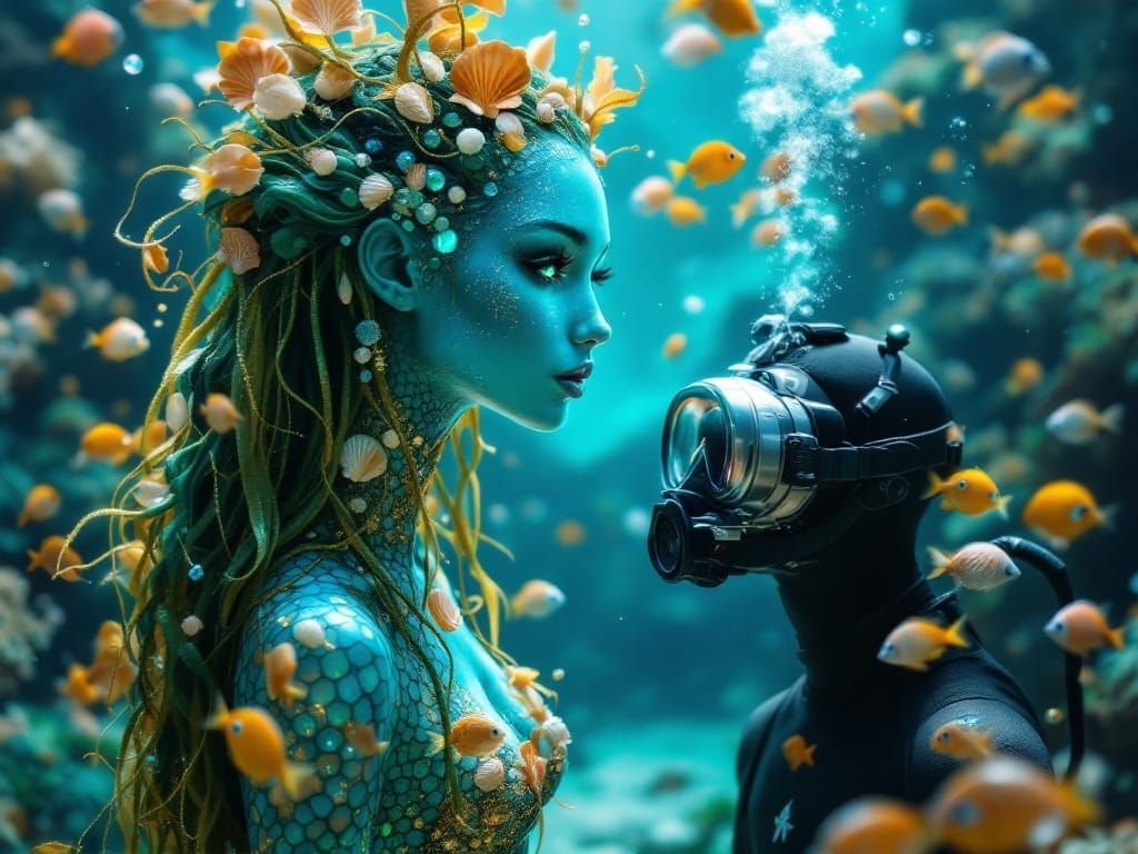 Majestic Sea Siren in Iridescent Armor