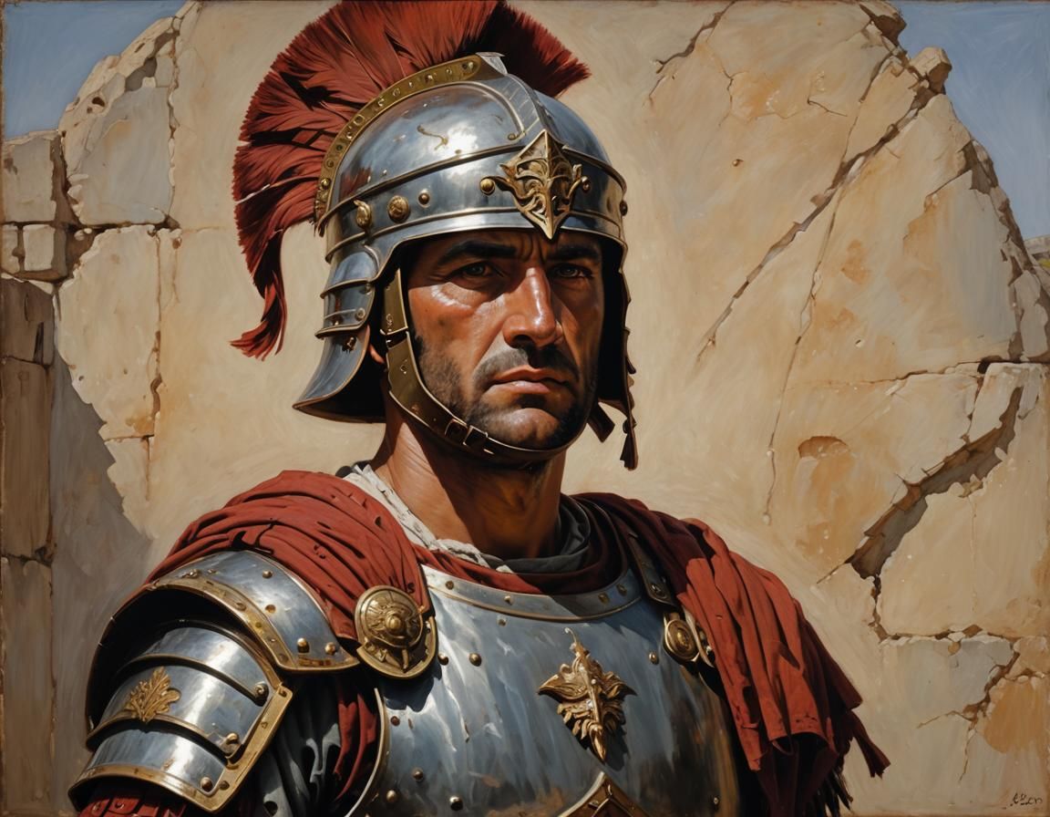Epic Roman Centurion Portrait in Oil Paint