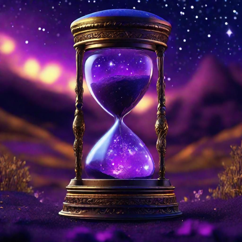 Dark Fantasy Hourglass in Starry Field