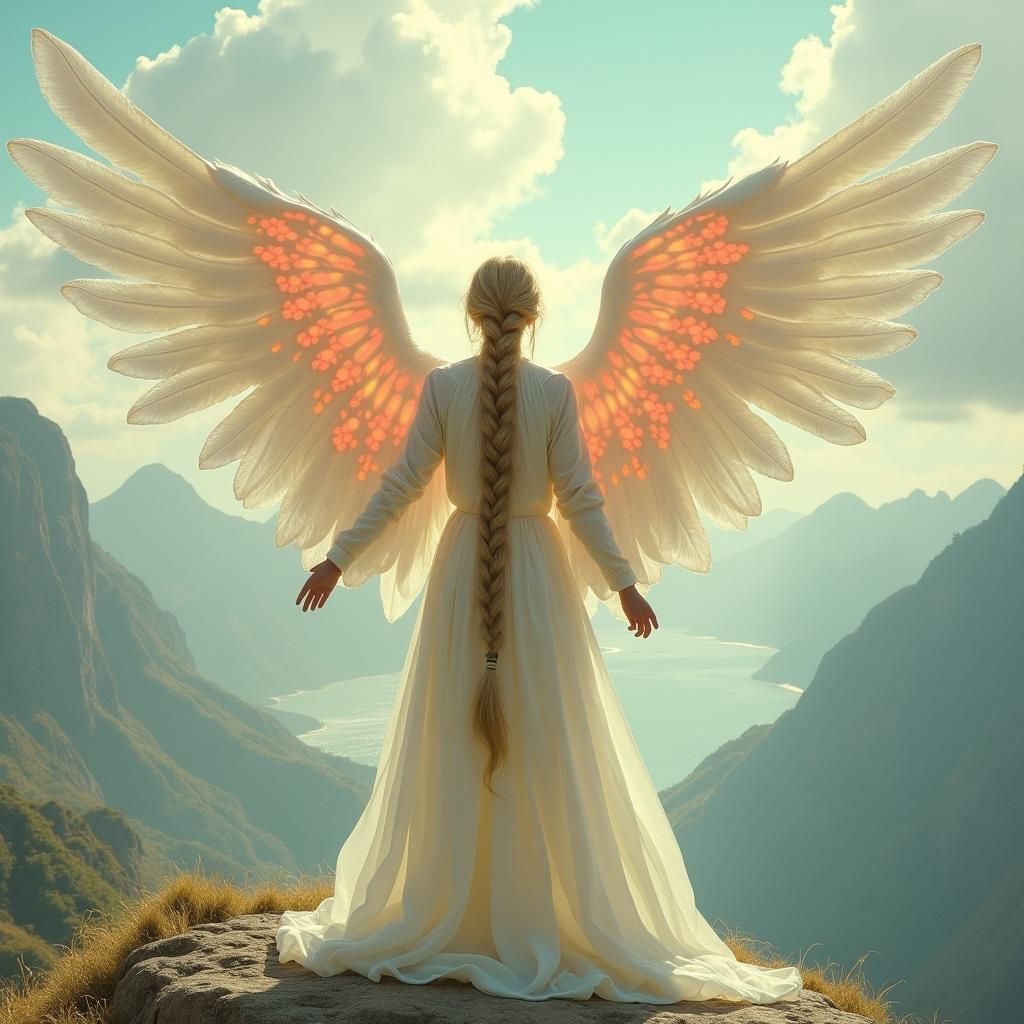 Angel with Heart Wings in Pastel Paradise