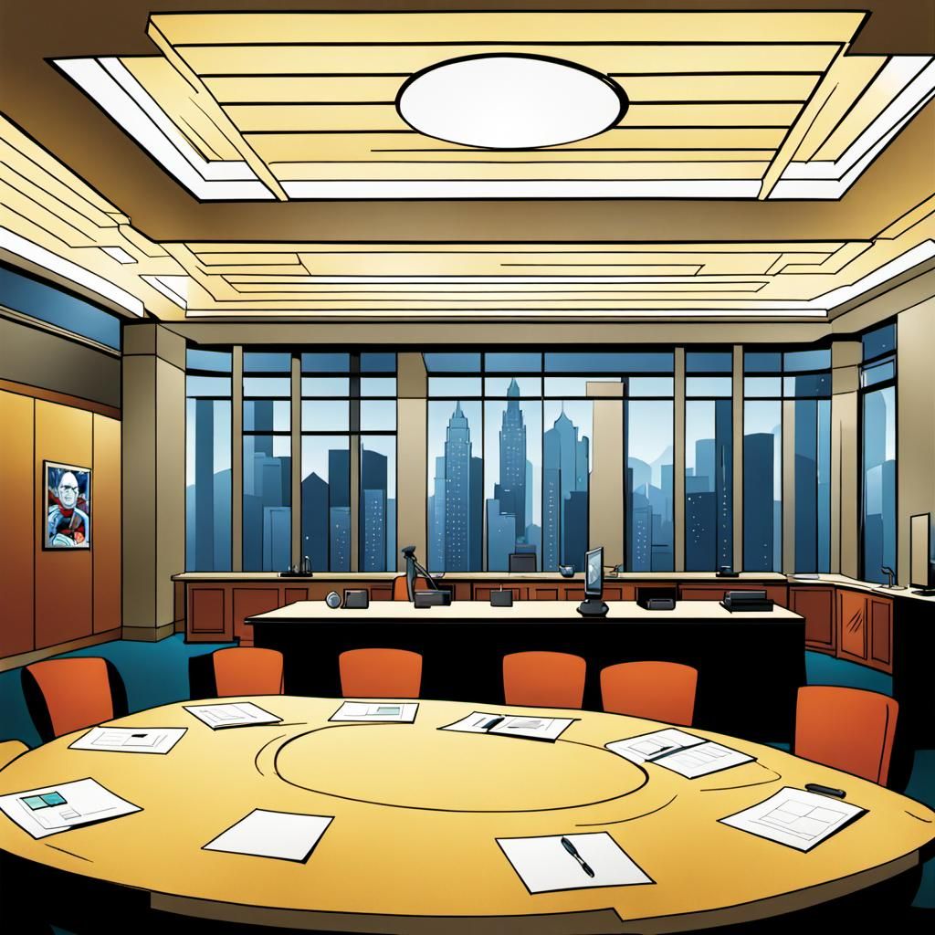 Justice League Unlimited Meeting Room in Comic Style
