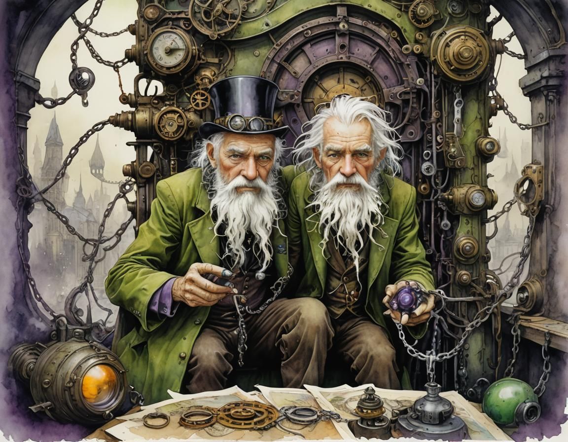 Steampunk Scarecrow in Art Nouveau Luminous Field