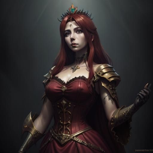 Victorian Woman with Crown of Thorns in Oil Painting Style