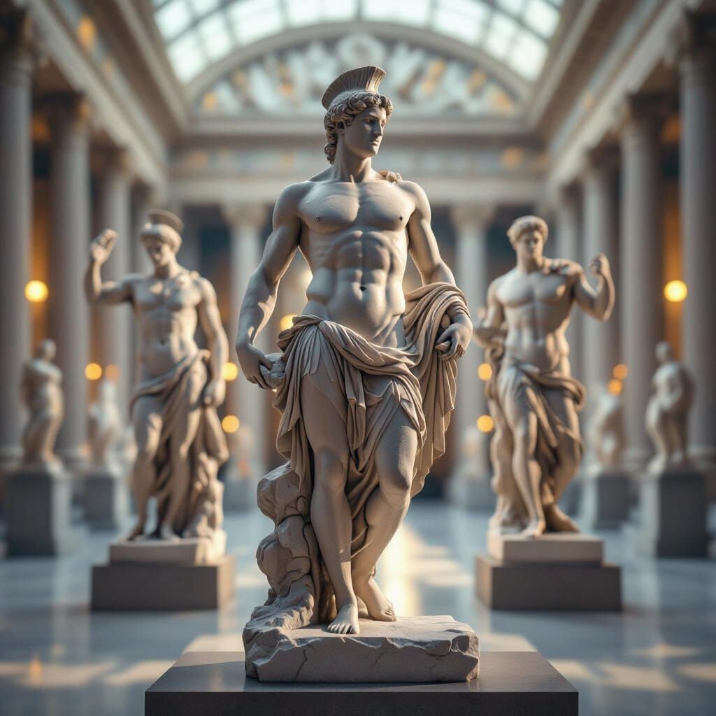 Intricate Stone Sculptures of Ancient Olympic Athletes in Mu...