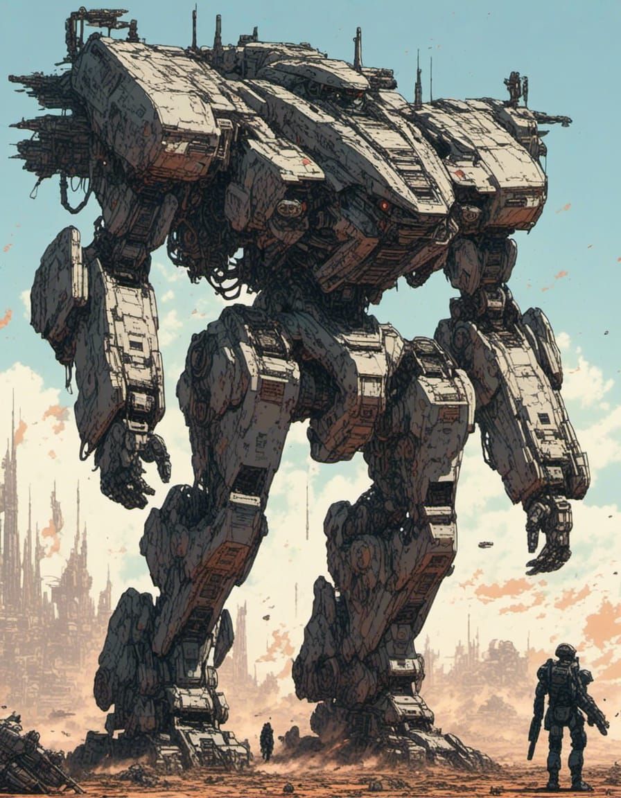 Proud Mecha Robot in Science Fiction Style