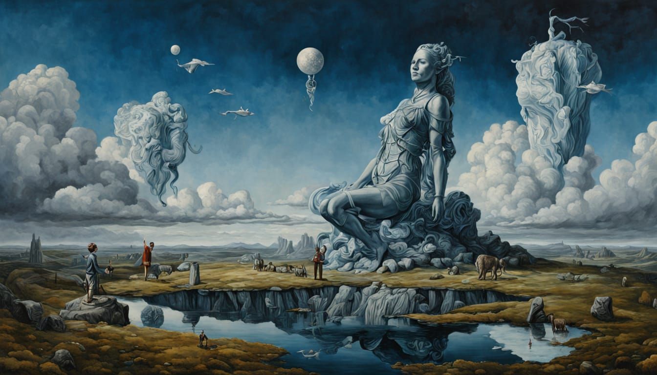 Metaphysical Surrealism Masterpiece: Heartfelt Questions Eme...