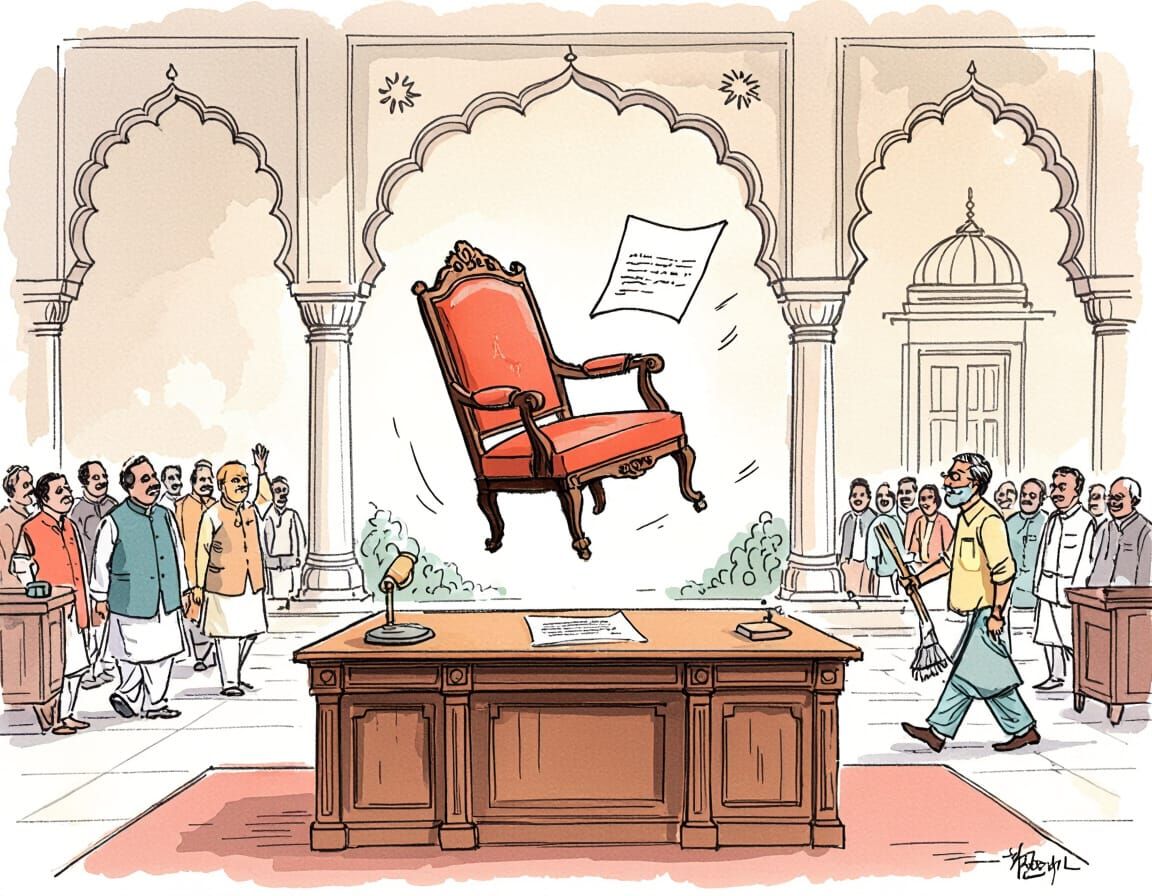 Indian Political Cartoon of Vice President's Chamber in Turm...