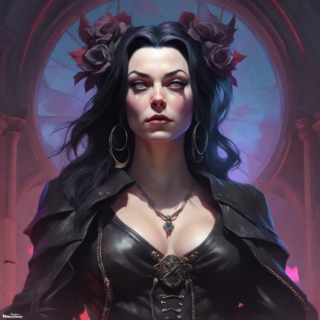 Gothic Rock Singer Portrait in Romantic Art Style