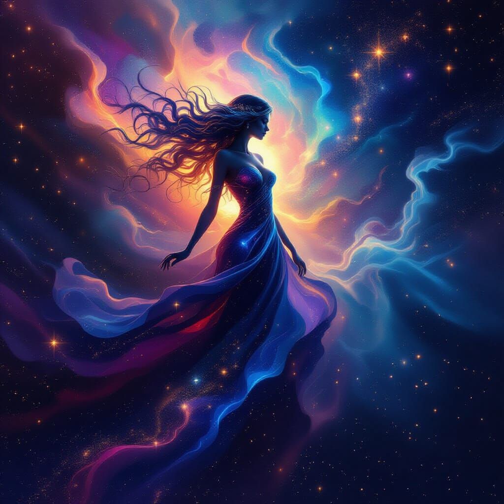 Celestial Woman of Stardust and Nebulae