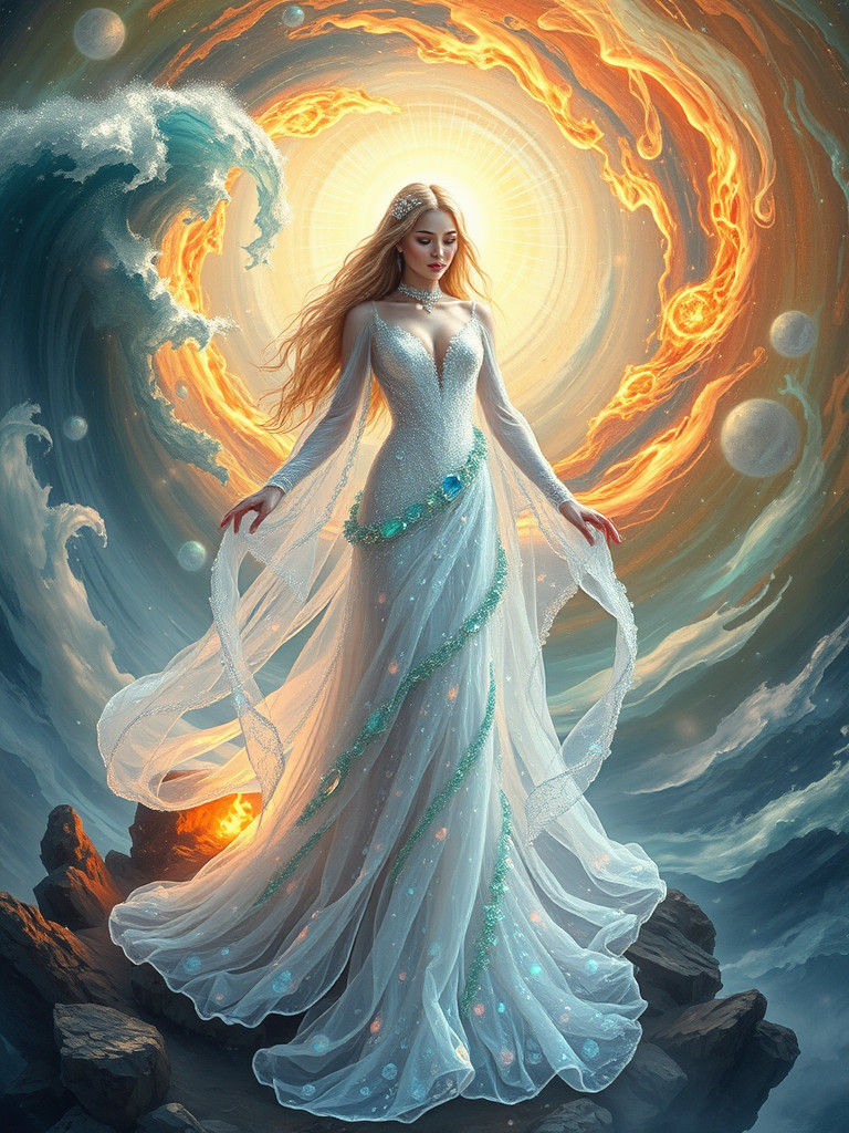 Elemental Woman in Ethereal Vortex