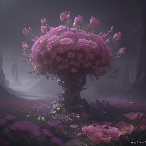 Elegant Flowers Conveying Hope in Detailed Matte Painting