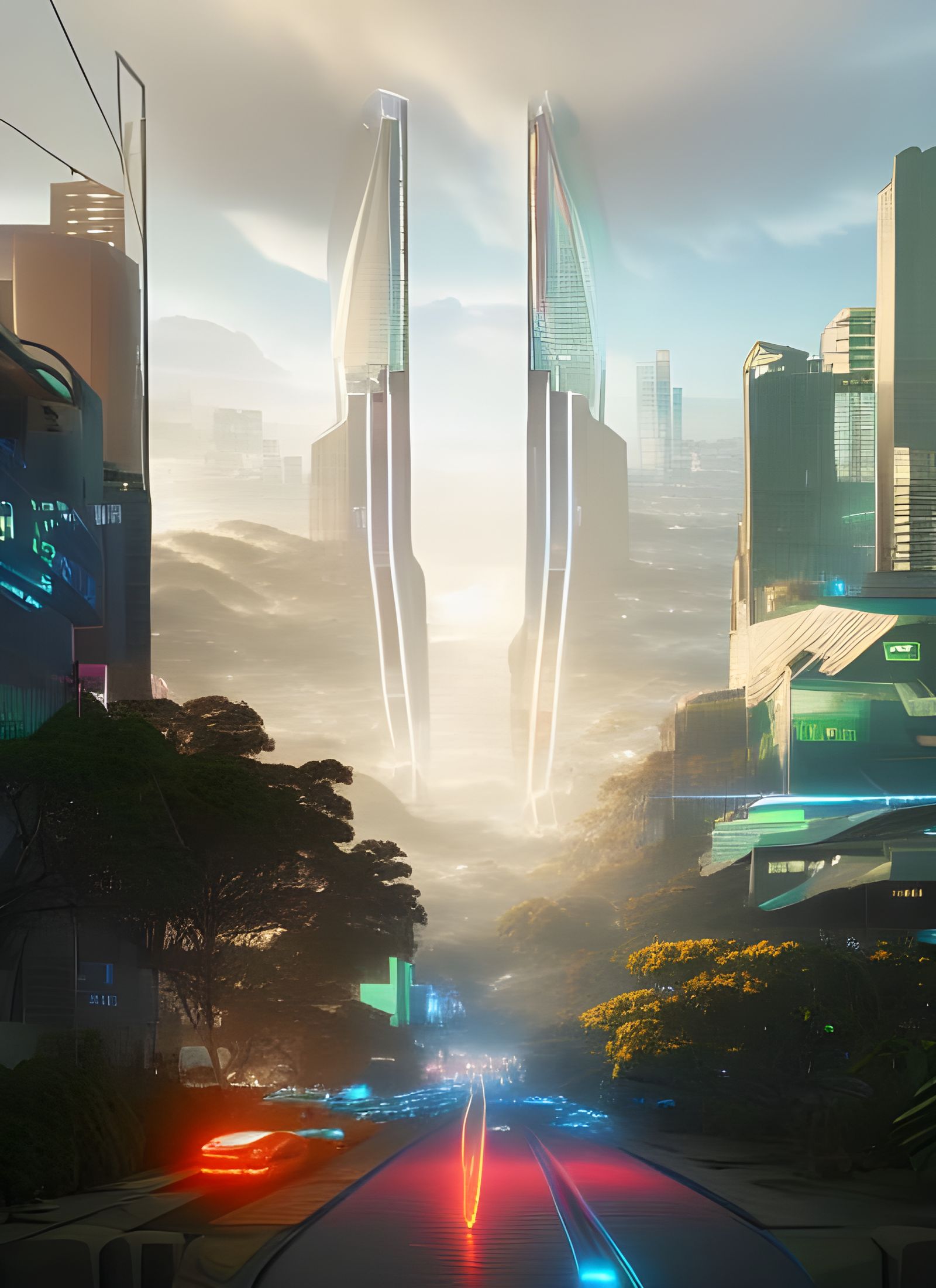 Future city with pretty AR