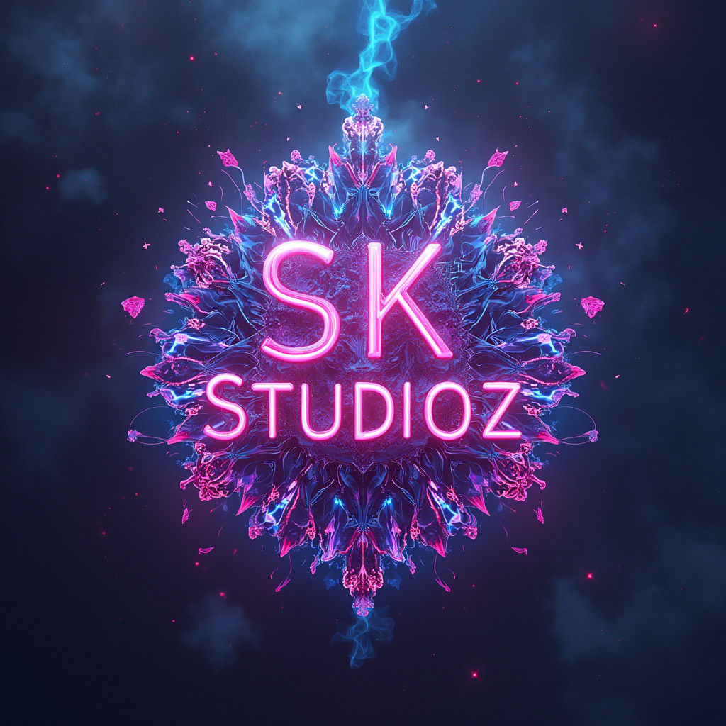 Neon Logo in Mystical Fantasy Landscape