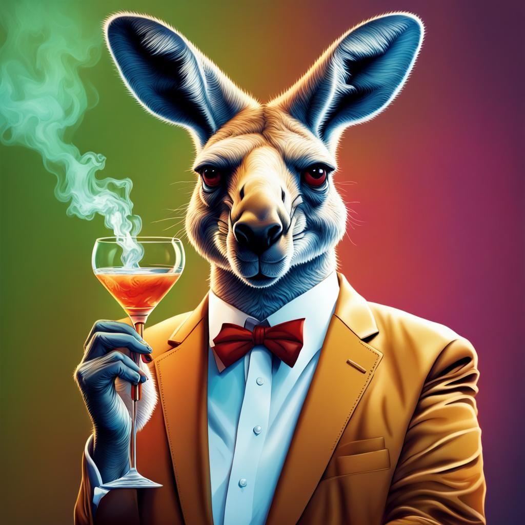 Humorous Kangaroo Scene in Hyperrealistic Style