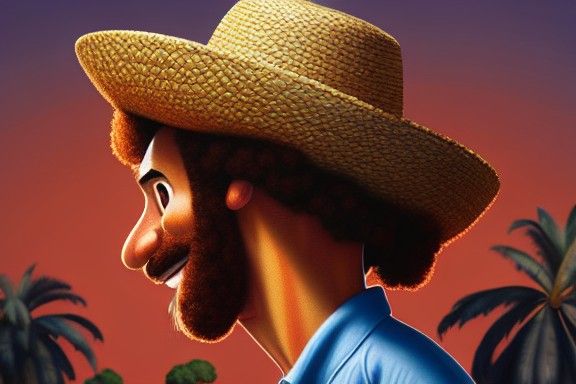 Man with Afro in Pixar Animation Style