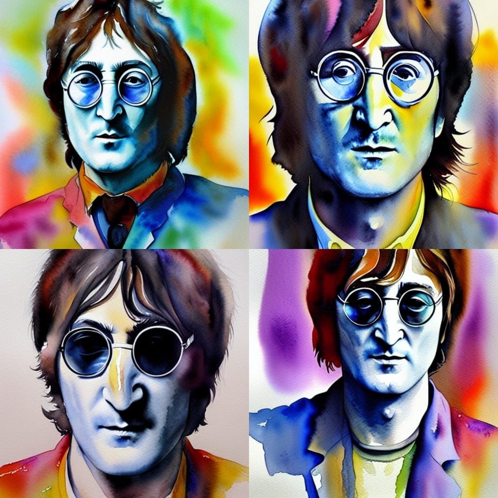 John Lennon in Abstract Realism Watercolor