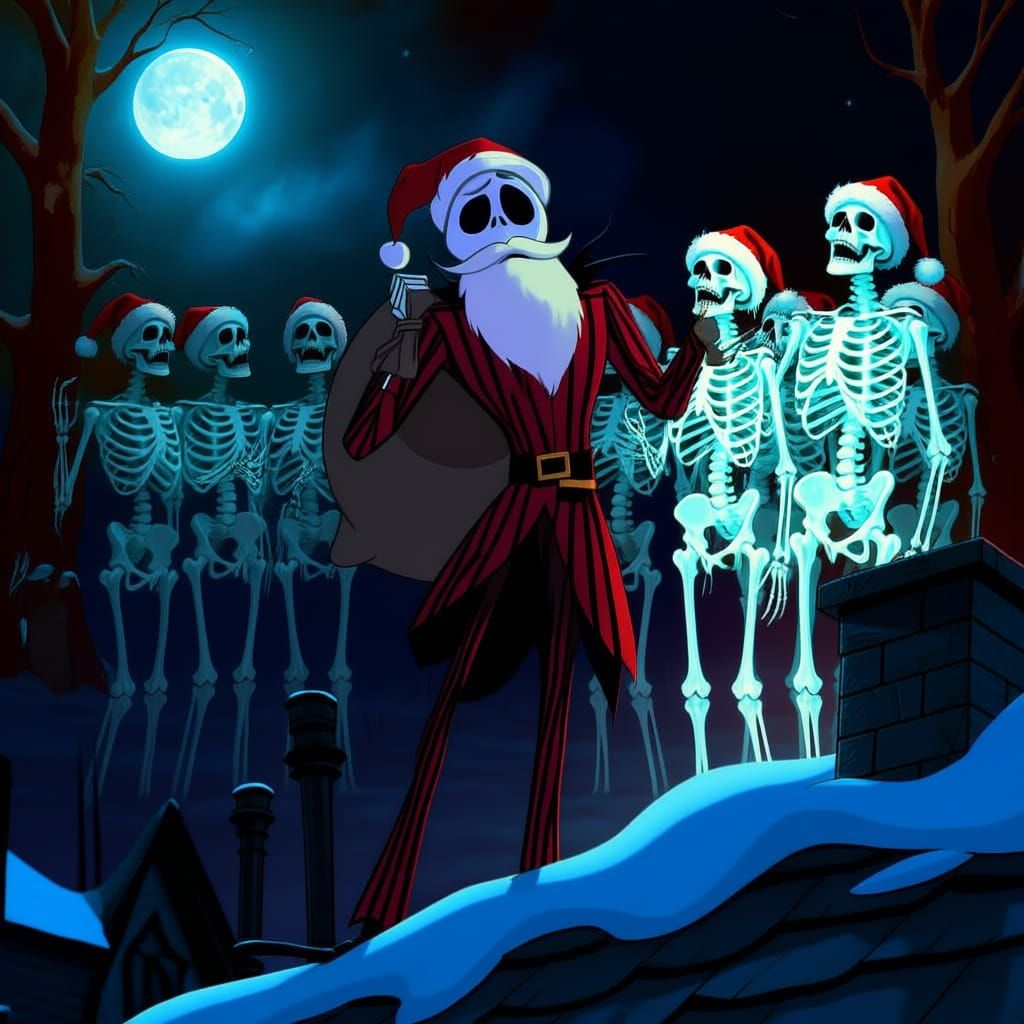 Jack Skellington Leads a Symphony of Skeletons