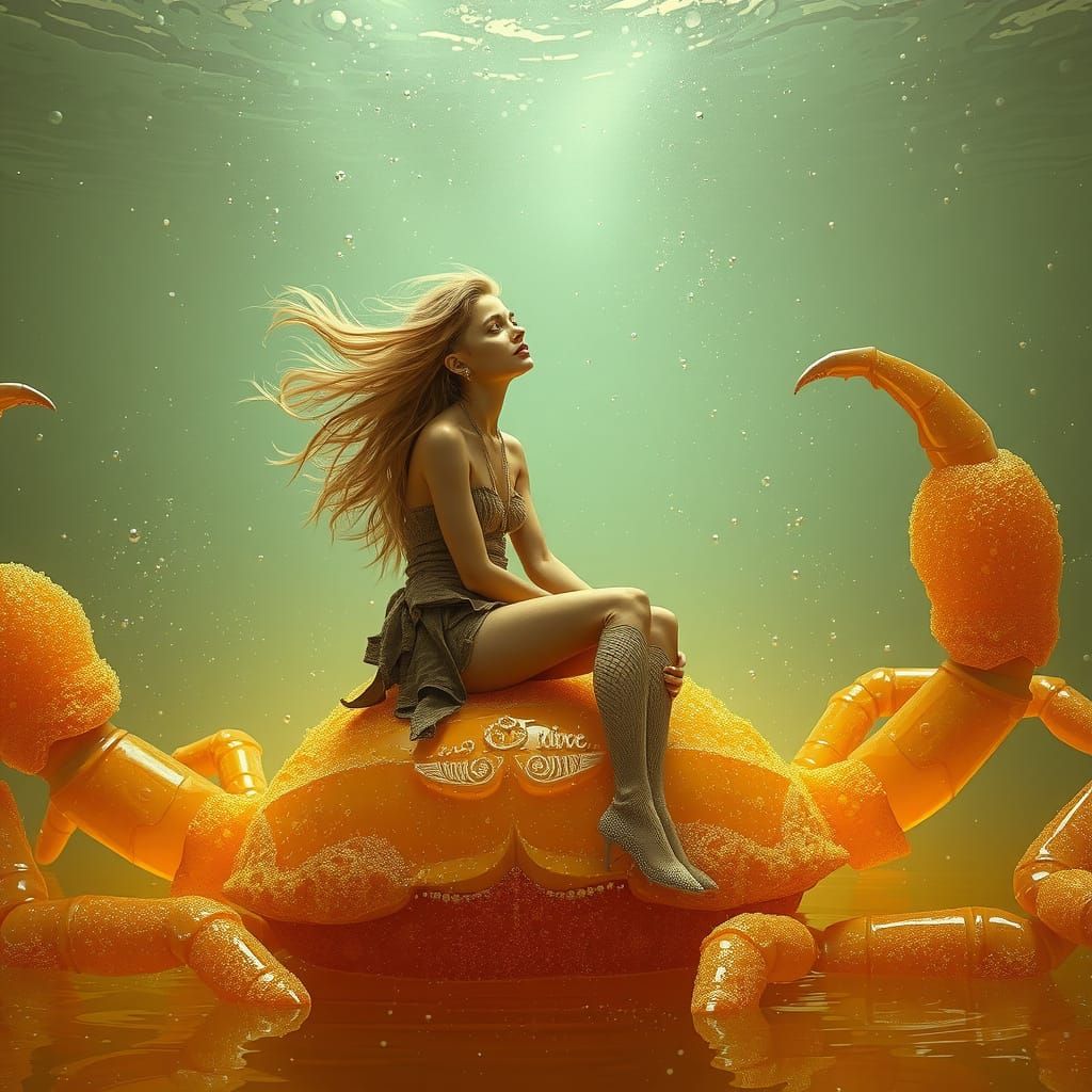 Gummy Crab: Dreamlike Sea in Neon Futurism Style