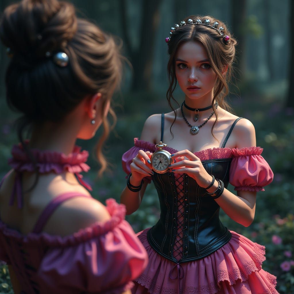 Sophie Rain in Hypnotic Leather Corset, Mesmerizing a Transf...