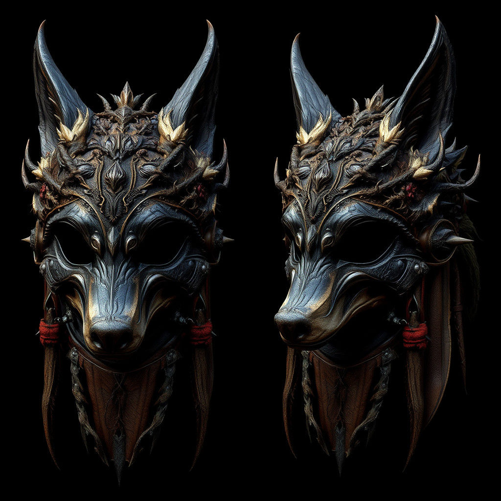 Wolf and Fox Dark Fantasy Helmets in Gothic Style