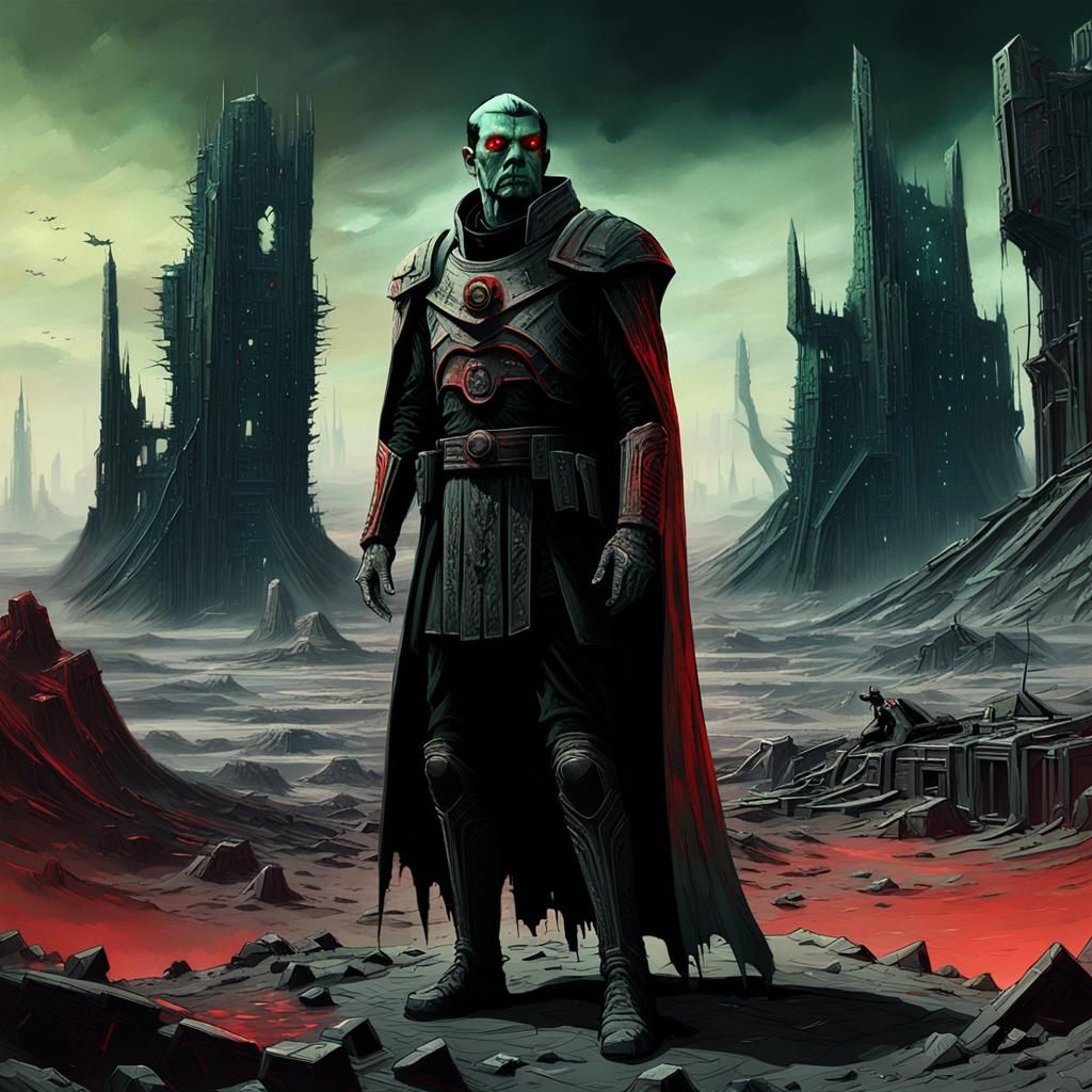 War-Torn Romulan Commander in Dark Surrealist Style