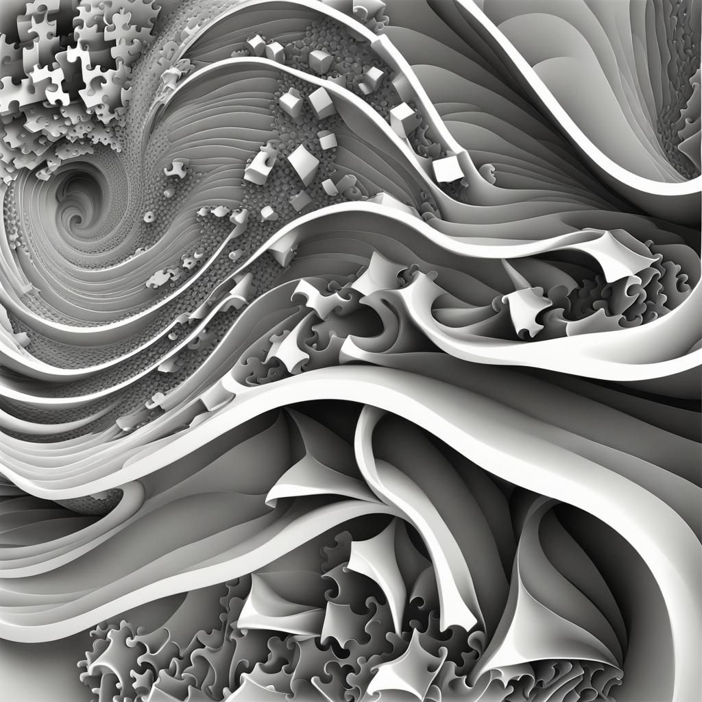 Abstract Vector Fractal Puzzle with 3D Shading