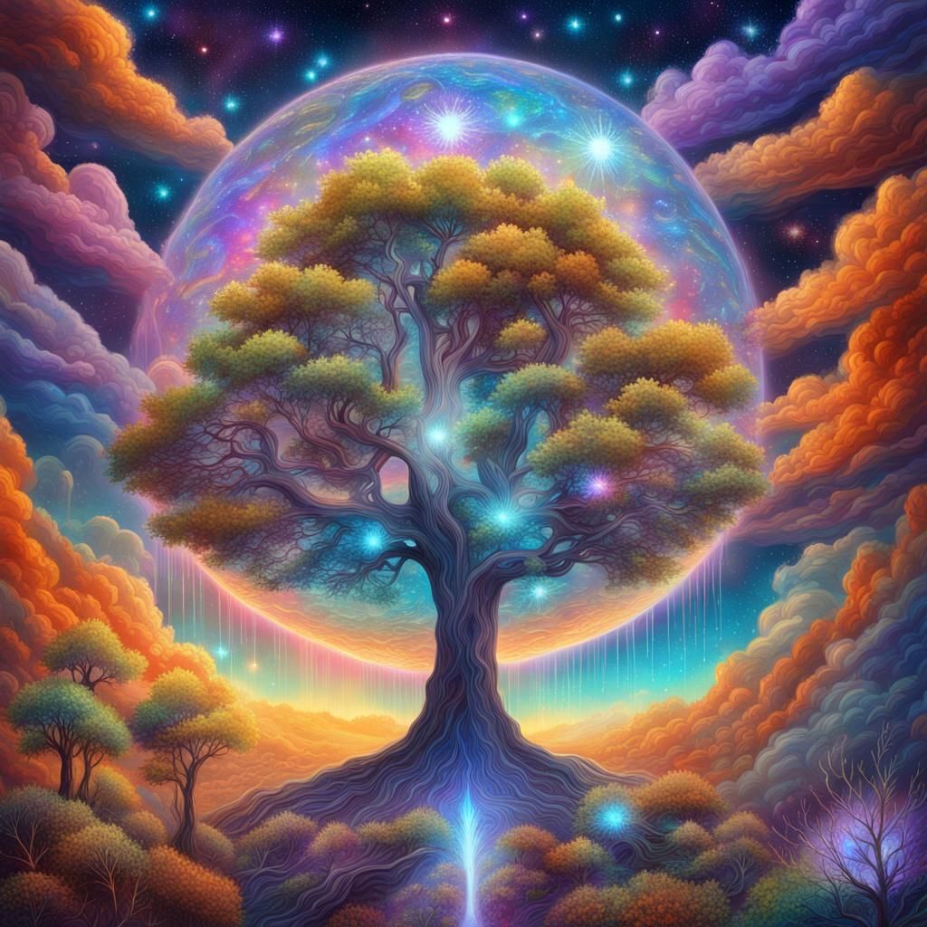 Earth Empowered by Cosmic Rays in Astral Art