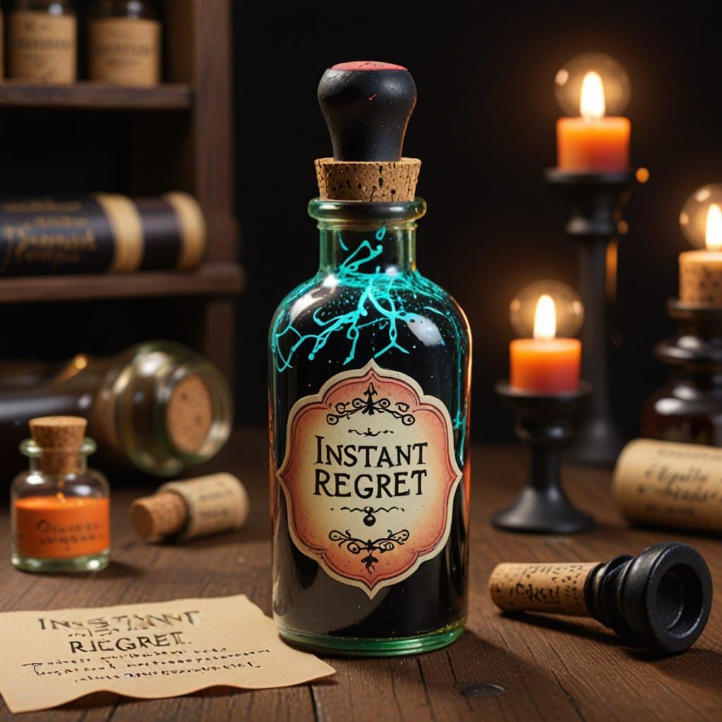 Whimsical Potion Bottles in a Cozy Apothecary