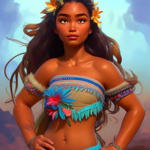 Detailed Portrait of Moana in Artgerm Style