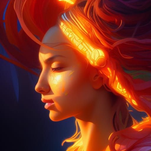 Radiant Sun Goddess Portrait in Sunrise