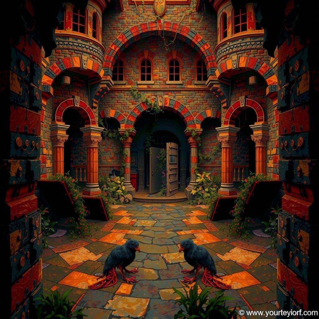 Abandoned City: Crumbling Structures and Lush Vegetation