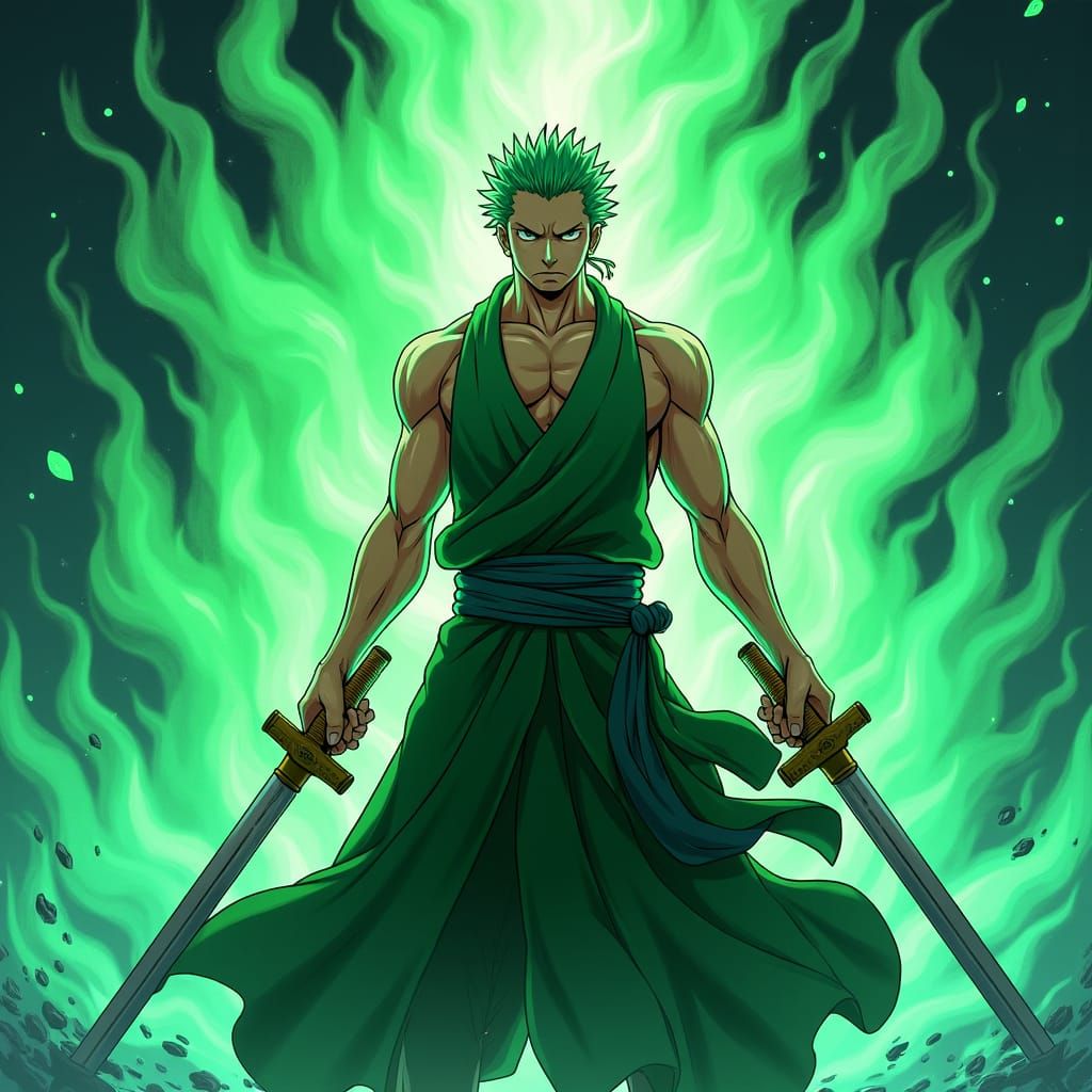 Zoro's Unwavering Resolve in Anime Style
