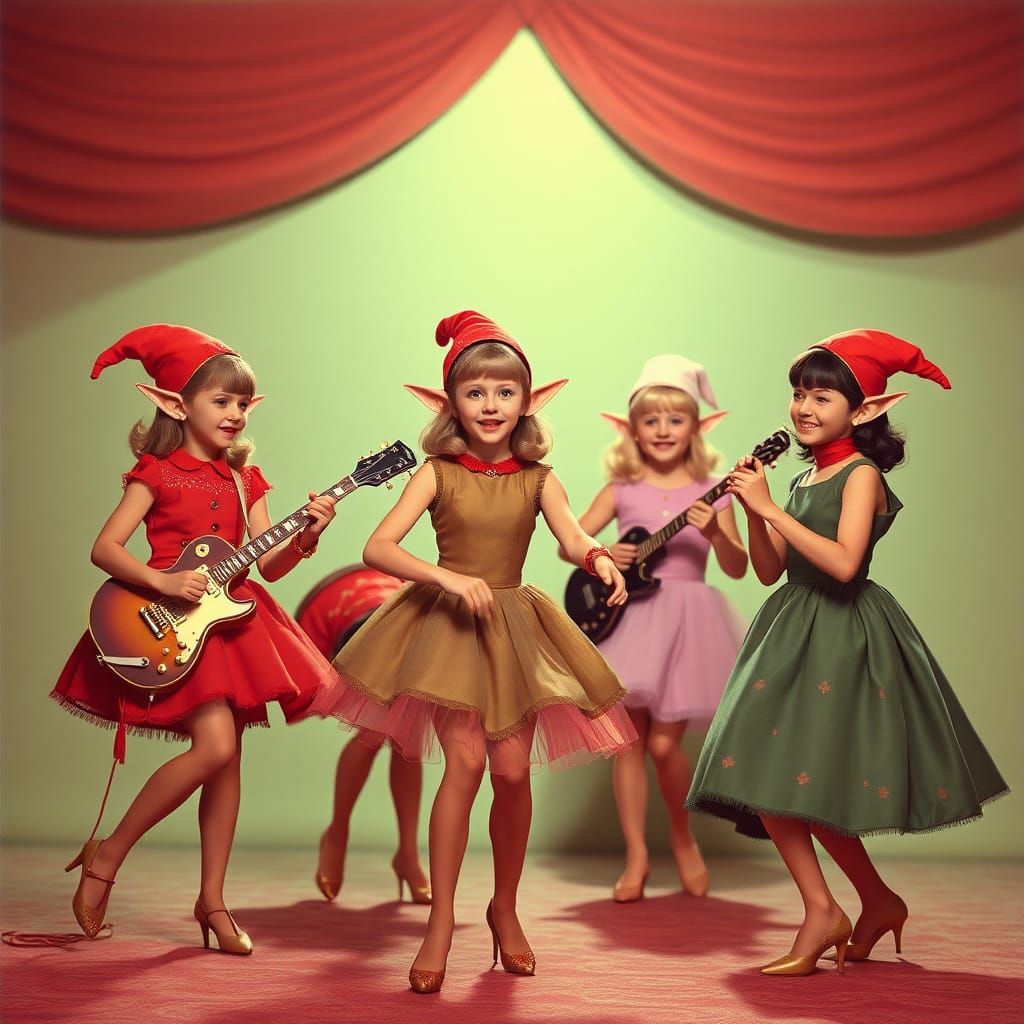 Groovy Elves Dancing to Beat Music in the 1960s