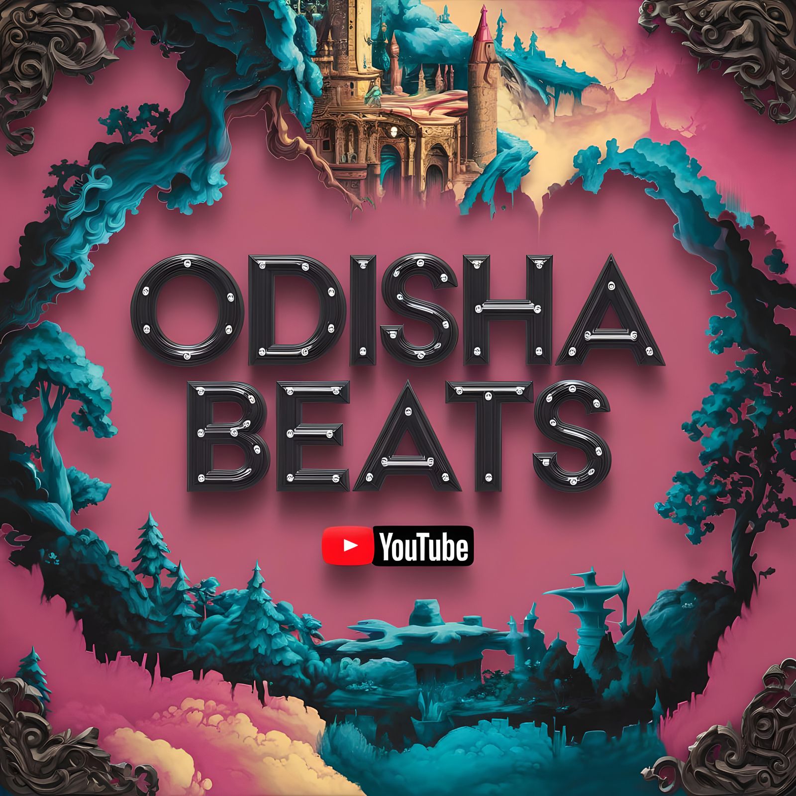 Fantasy YouTube Banner with Castle and 3D Text