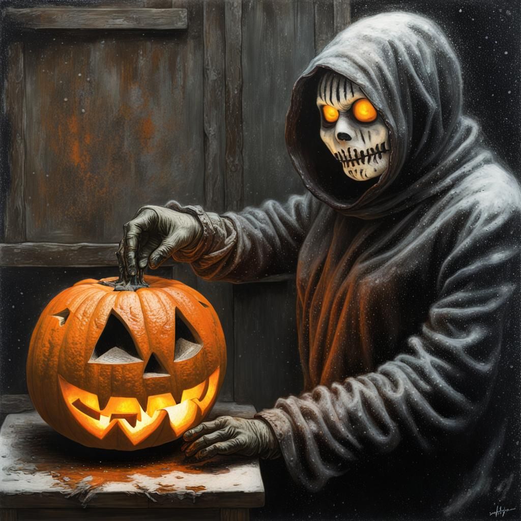 Snowman Jack-O'-Lantern Hybrid in Psychedelic Pop Art