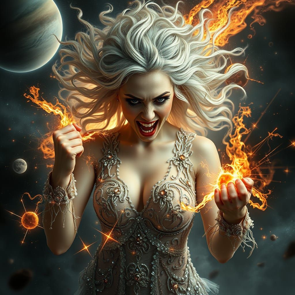 Ethereal Goddess Unleashes Cosmic Fury