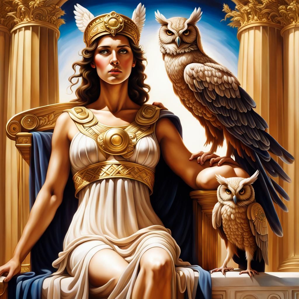Athena, Greek Goddess of Wisdom, Airbrush Painting