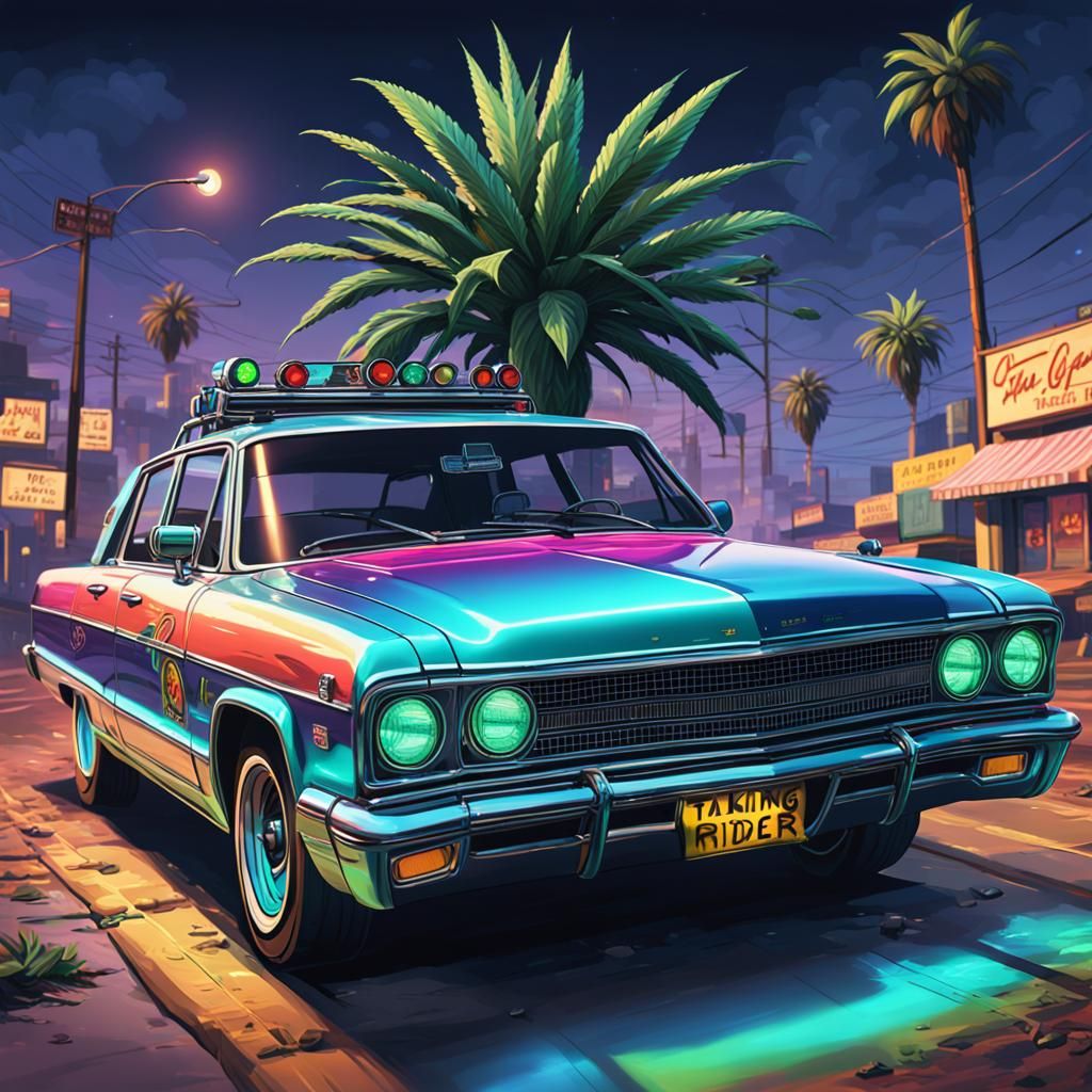 Hyperrealistic Stoner Paradise in GTA Style