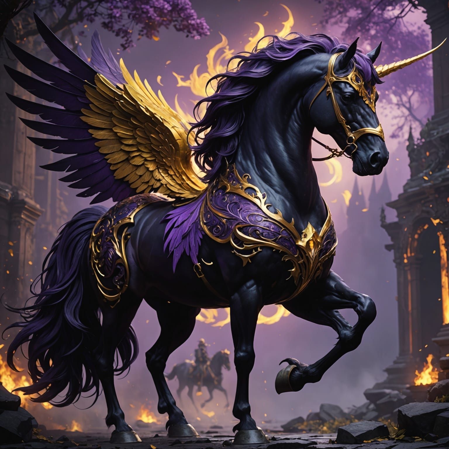 Dark Fantasy Horse-Phoenix in Dynamic Lighting