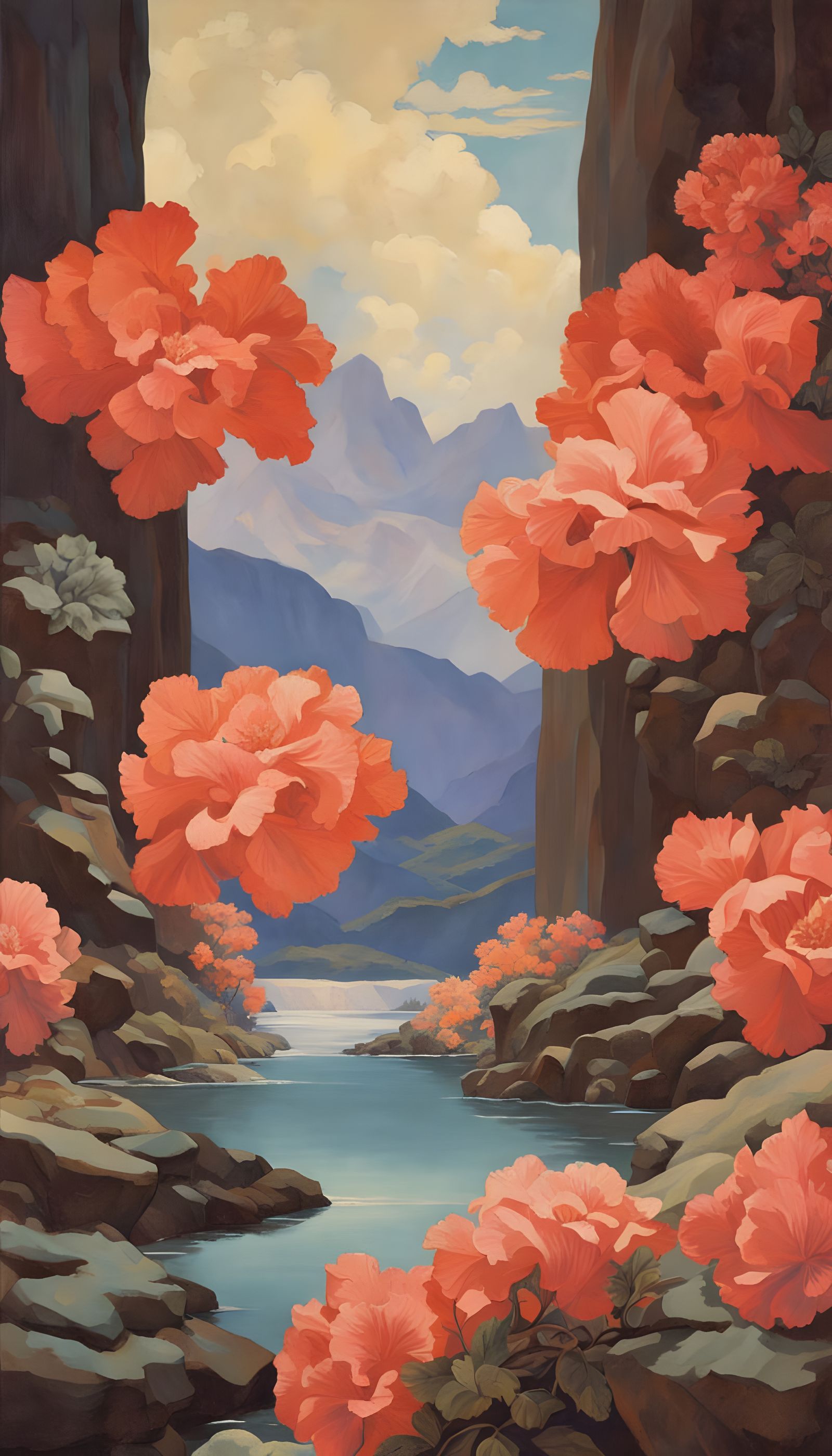 Ethereal Dreamlike Coral Flower in Vibrant Colors